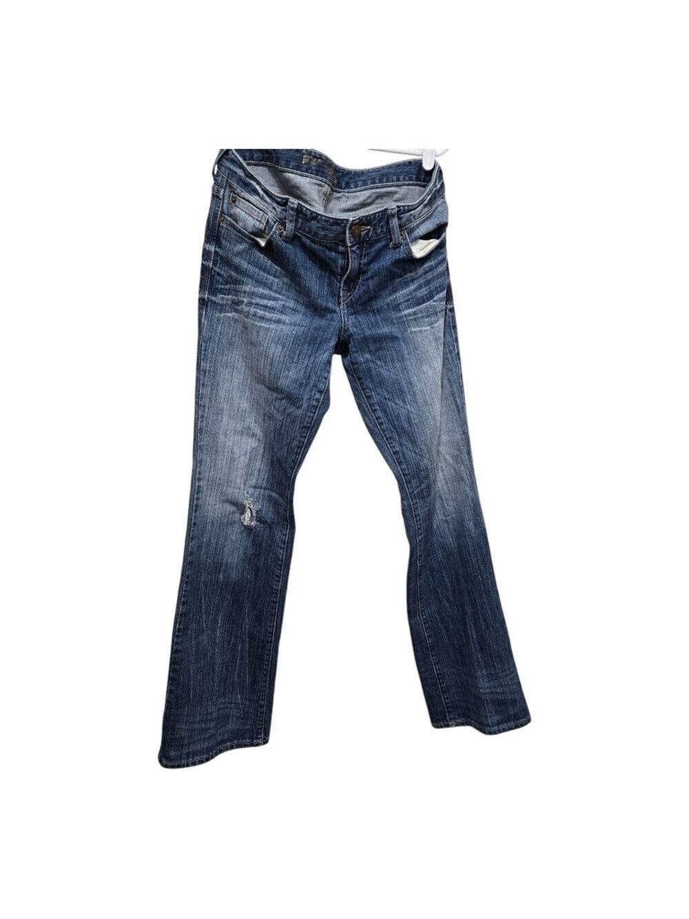 Express 6R Distressed Bootcut Jeans Medium Wash Y2K 2000s Denim